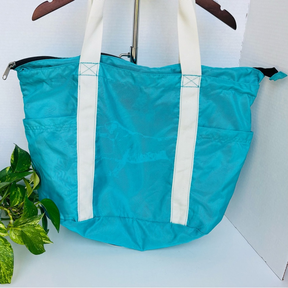 L.L. Bean Turquoise and White Tote Bag